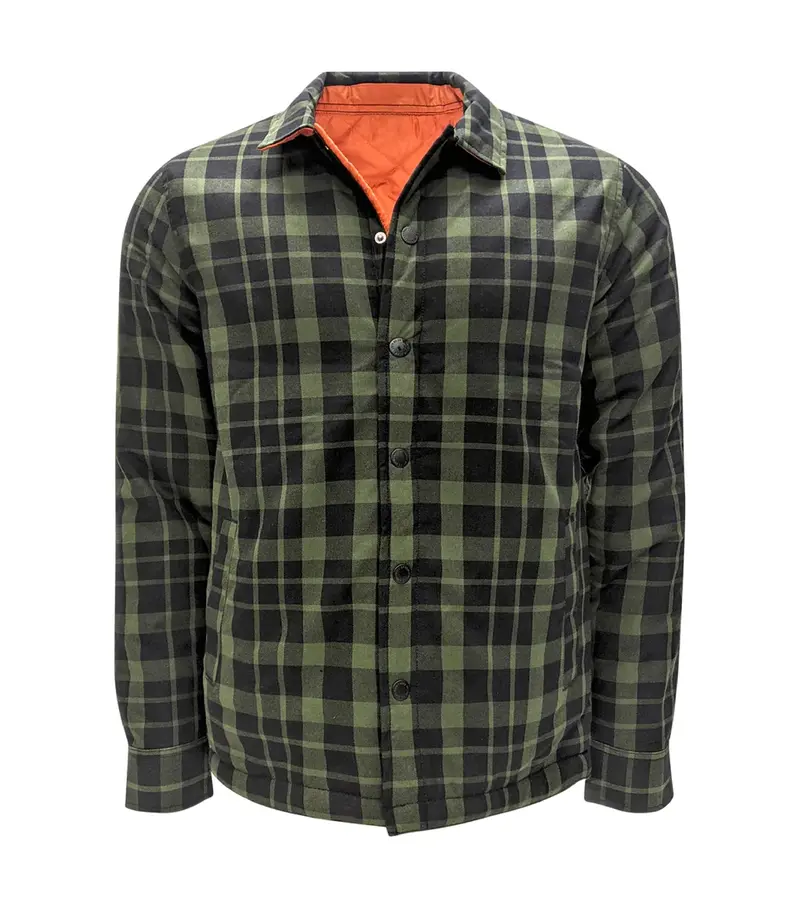 Task Reversible Button-Front Flannel Jacket – Green 1