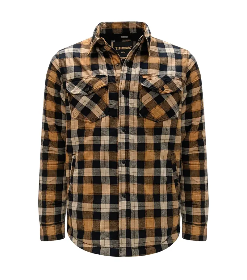 Task Sherpa-Lined Flannel Shirt Jacket – Tan 1