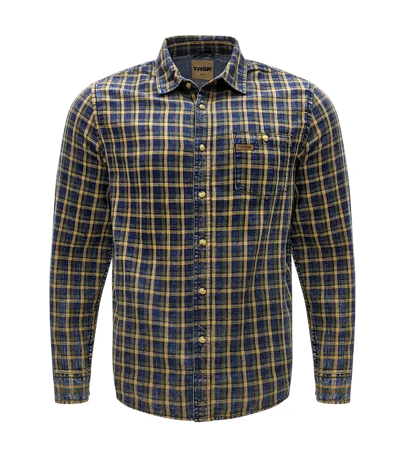 Task Vintage-Style Men'S Khaki Checkered Shirt 1
