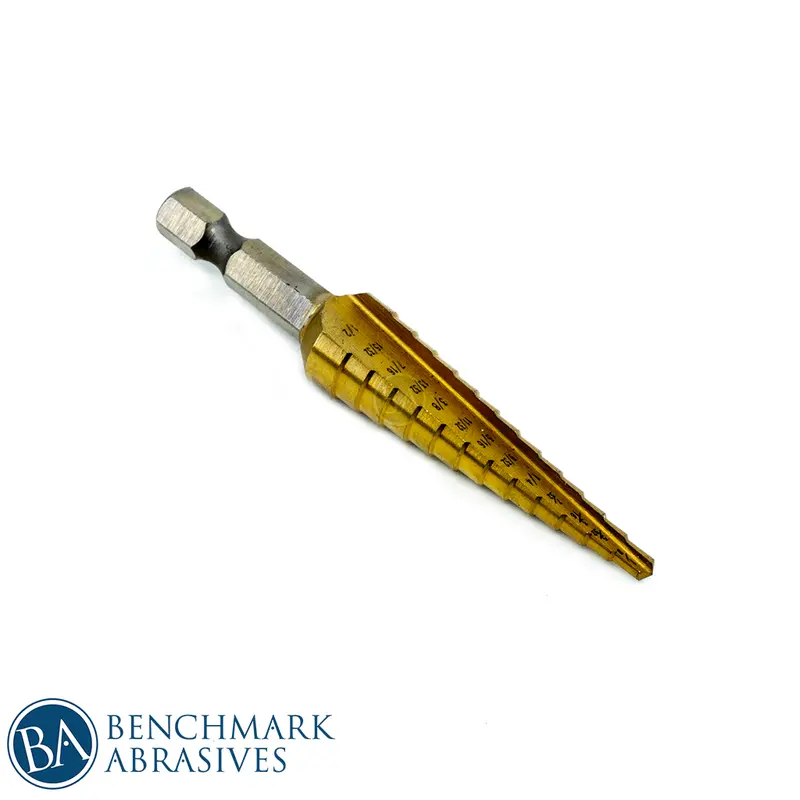 Usa-Made Titanium Step Drill Bit: 1/8"–1/2", 13-Step Precision Design 1