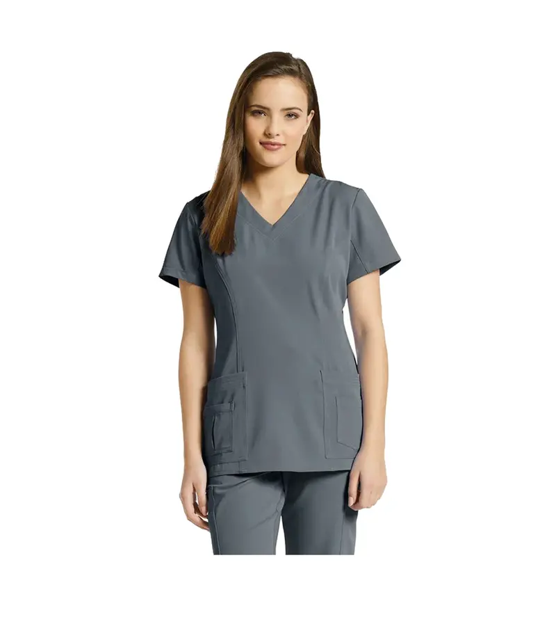 V-Neck Uniform Top – Whitecross Model 659 In Metallic Grey 1