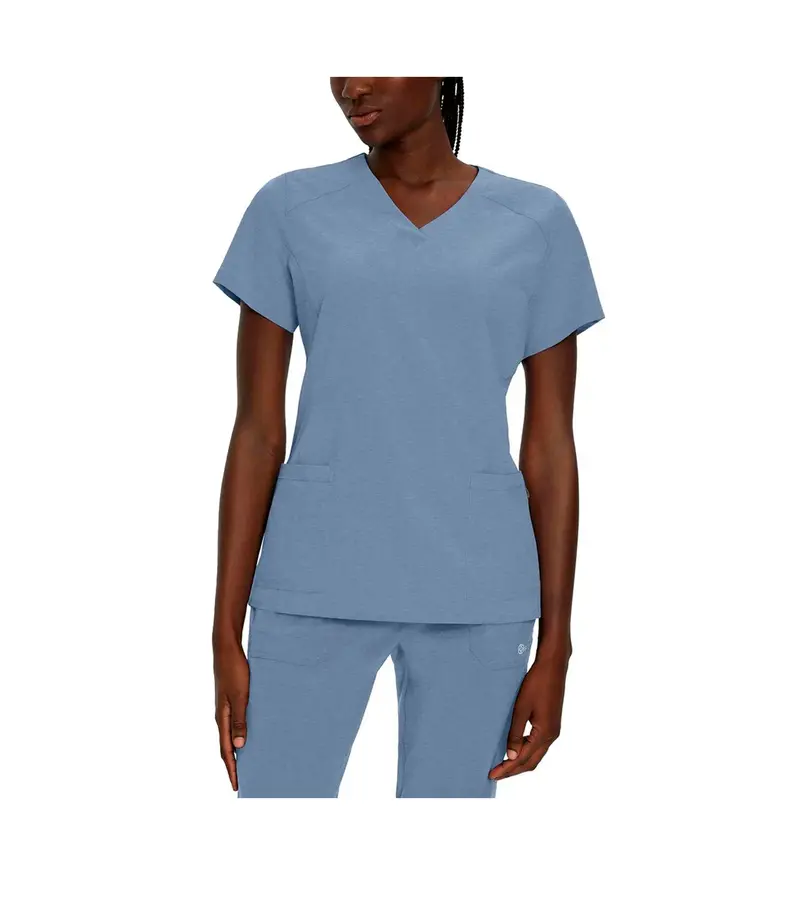 Whitecross Chambra Blue V-Neck Uniform Top With Two Pockets (Style 785) 1