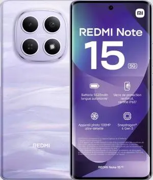 Xiaomi Redmi Note 15 — 8Gb + 512Gb, 6.77-Inch 5G Amoled, Mist Purple Finish, Italian Market 1