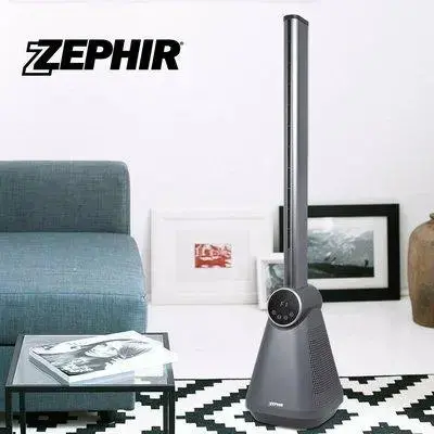 Zephir Led Display Bladeless Tower Fan – 50W, Remote Control, Sleek Black Housing 1
