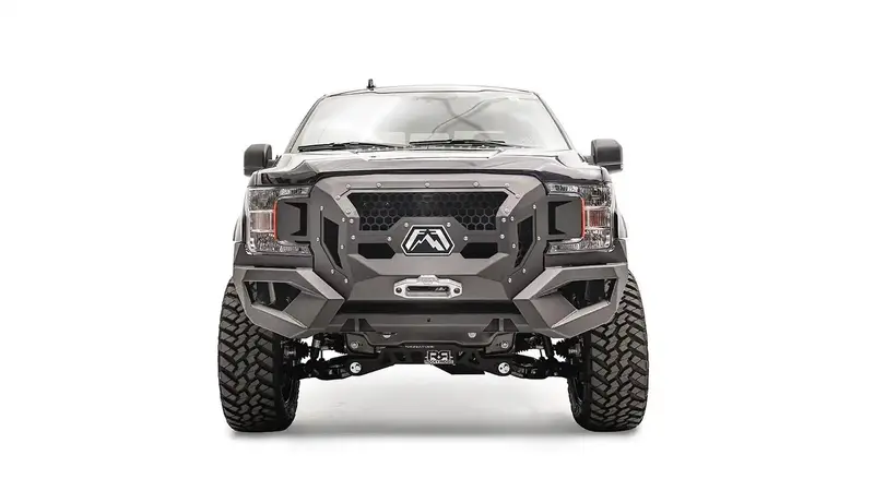 Fab Fours Grumper Front Winch Bumper – Two-Stage Black Powder-Coated Steel For Off-Road Vehicles 1