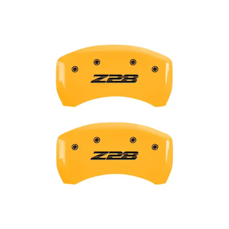 Mgp Engraved Front & Rear Brake Caliper Covers For 2000 Chevrolet Camaro Z28 — Yellow Finish With Black Charcoal Accents 1